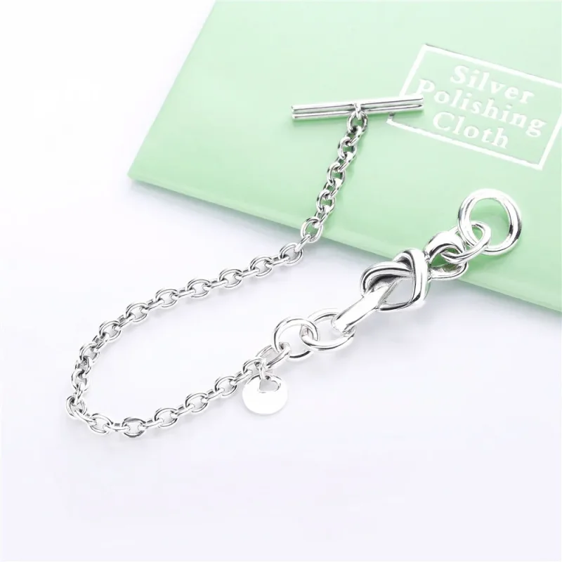 (bilde for) Pandora Knotted hearts silver T-bar bracelet - 598100 - Vis 4