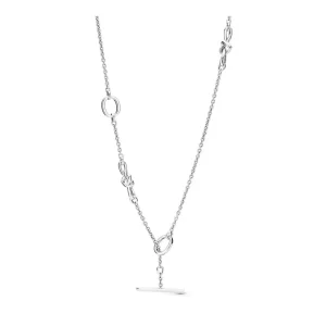 Pandora Knotted hearts silver T-bar necklace - 398080 (bilde for) Pandora Knotted hearts silver T-bar necklace - 398080