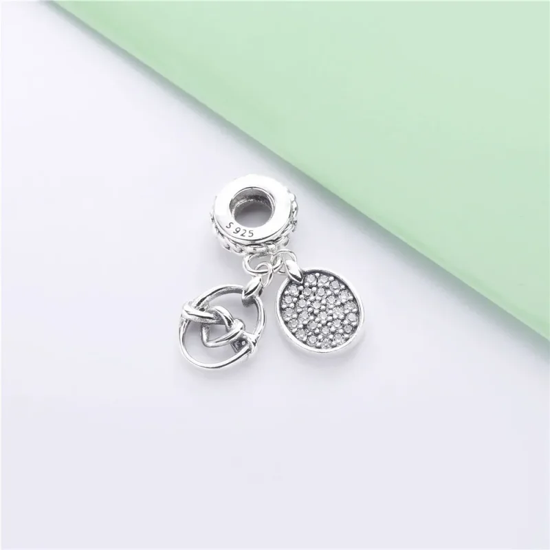 (bilde for) Pandora Knyttede hjerter sølv dingler med klare cubic zirconia - 798095CZ - Vis 3