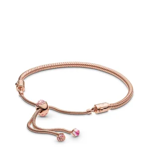 (bilde for) Pandora Moments Ferskenblomst Slangekjede Skyvearmbånd - 588093NCCMX