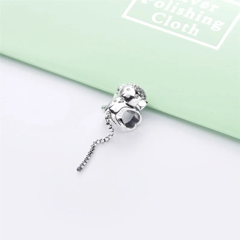 (bilde for) Pandora Monkey silver charm with clear and teal cubic zirconia - 798054CZ - Vis 3