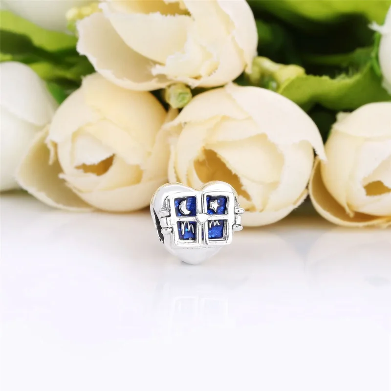 (bilde for) Pandora Mum heart silver charm with blue enamel - 798006EN63 - Vis 2