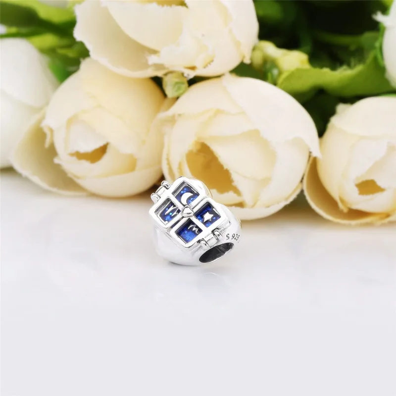 (bilde for) Pandora Mum heart silver charm with blue enamel - 798006EN63 - Vis 3