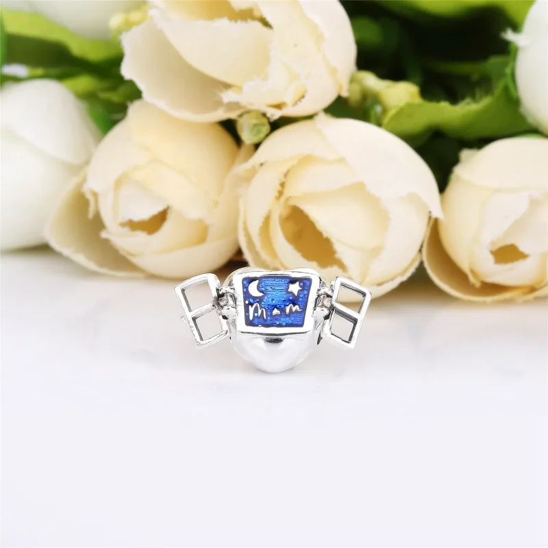 (bilde for) Pandora Mum heart silver charm with blue enamel - 798006EN63 - Vis 5