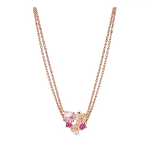 (bilde for) Pandora Rosa Ferskenblomst Dobbelt Halskjede - 388101NCC