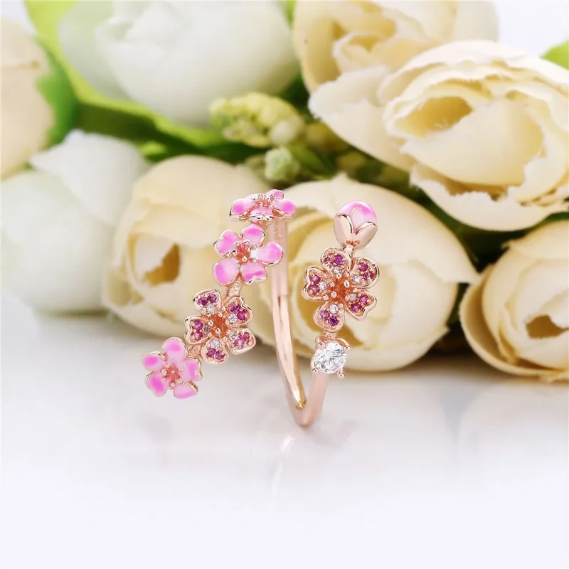 (bilde for) Pandora Rosa Ferskenblomstgren Åpen Ring - 188088NCCMX - Vis 2