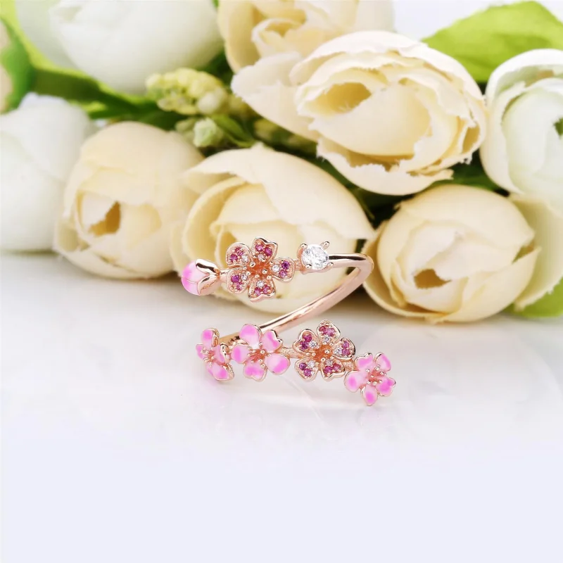 (bilde for) Pandora Rosa Ferskenblomstgren Åpen Ring - 188088NCCMX - Vis 3