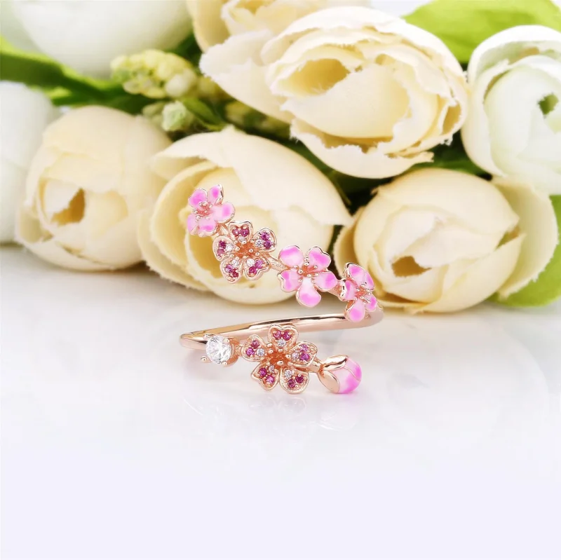 (bilde for) Pandora Rosa Ferskenblomstgren Åpen Ring - 188088NCCMX - Vis 4