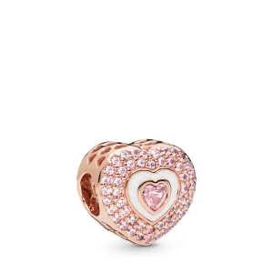 (bilde for) Pandora Rosa Pavéhjerte Charm - 788097NPR