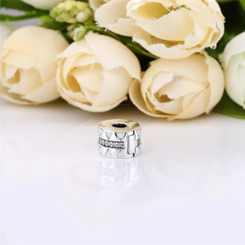 (bilde for) Pandora Silver clip with clear cubic zirconia and white enamel - 798067CZ - Vis 3