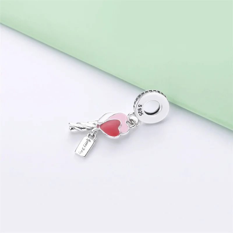 (bilde for) Pandora Sølvballonger dingler med klar cubic zirconia, glitrende sølv, rosa og r - Vis 3