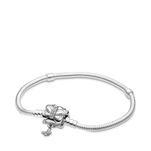 (bilde for) Pandora Snake chain silver bracelet and butterfly clasp with clear cubic zirconia - 597929CZ