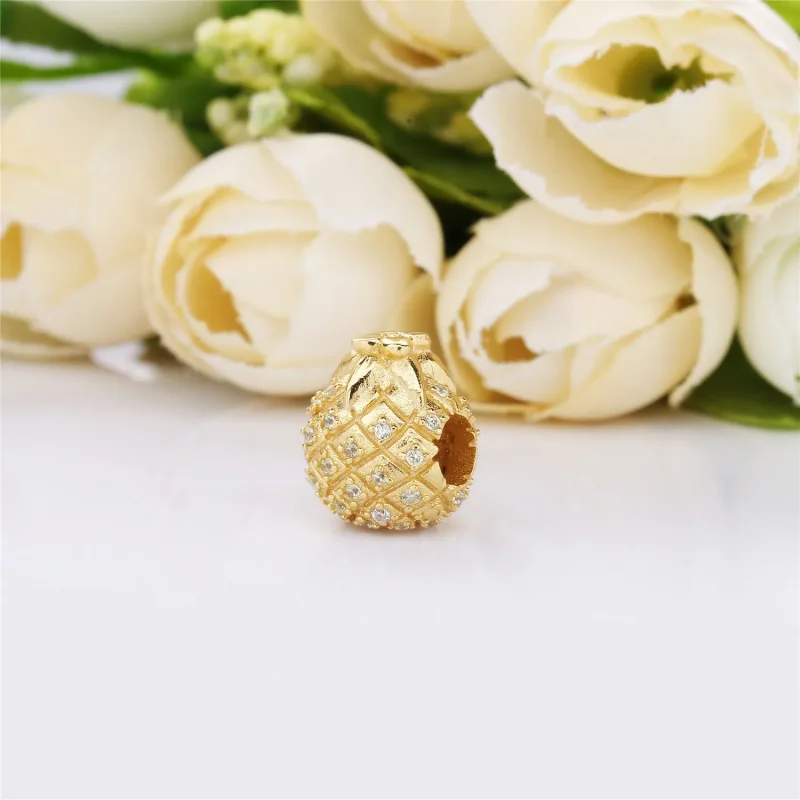 (bilde for) Pineapple Pandora Shine charm with golden coloured cubic zirconia - 767904CCZ - Vis 3