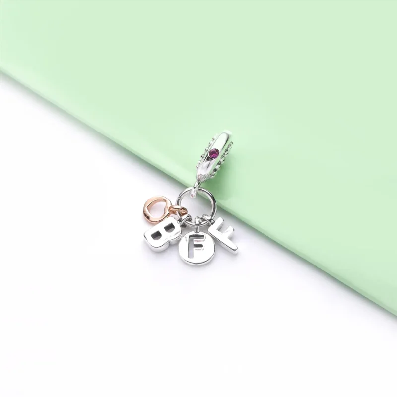 (bilde for) BFF Pandora Rose og sølv dingler med cerise krystall - 788165NCC - Vis 2