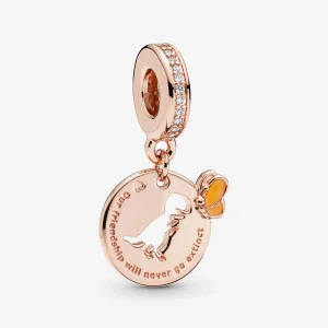 (bilde for) Dinosaur og sommerfugl Pandora Rose dingler med klare cubic zirconia og gul emalje - 788180CZ