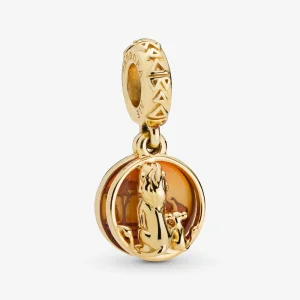 (bilde for) Disney Simba og Mufasa Pandora Shine dingler med gjennomsiktig oransje, gul og rød emalje - 768262ENMX
