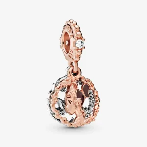 (bilde for) Disney Tiana Pandora Rose og sterlingsølv dingler med klare cubic zirconia og brun emalje - 788234CZ