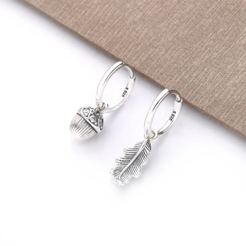 (bilde for) Pandora Acorn & Leaf Hoop øreringer - 298603C01 - Vis 2