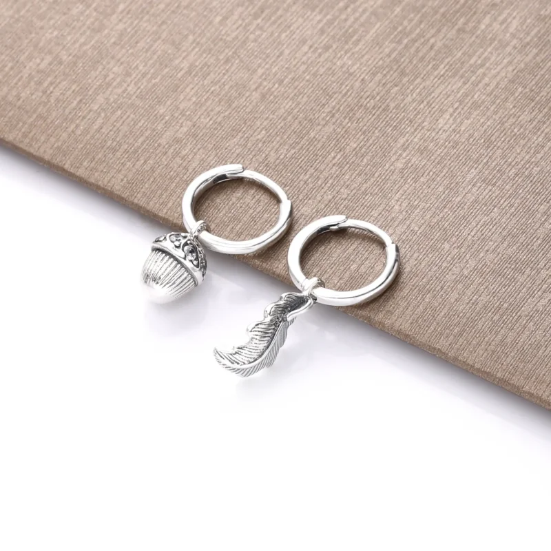 (bilde for) Pandora Acorn & Leaf Hoop øreringer - 298603C01 - Vis 3