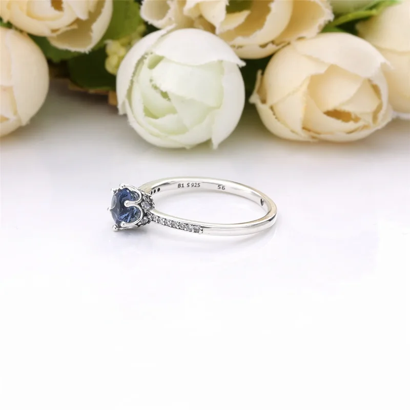 (bilde for) Pandora Blue Sparkling Crown ring - 198289NSWB - Vis 2