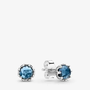 (bilde for) Pandora Blue Sparkling Crown Stud Earrings - 298311NMB