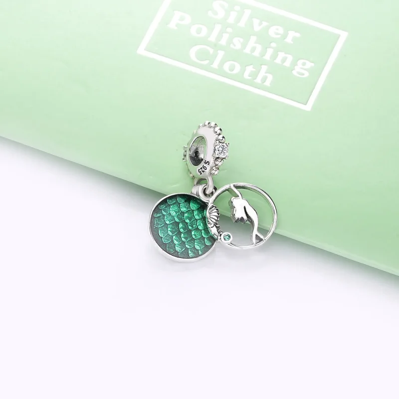 (bilde for) Pandora Disney Ariel sterling sølv dingler med klar cubic zirconia, kongegrønn k - Vis 2