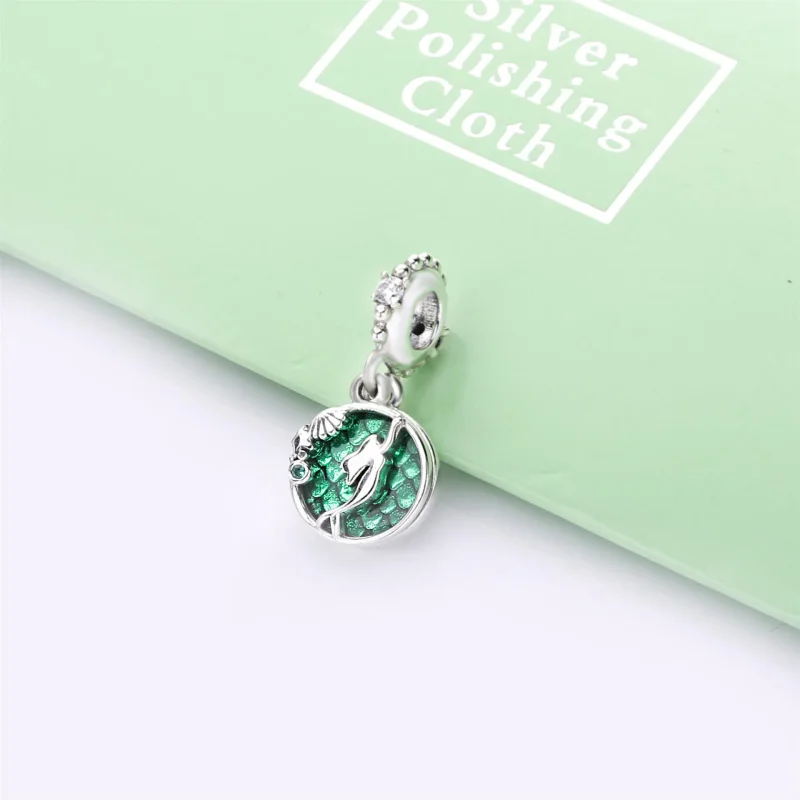 (bilde for) Pandora Disney Ariel sterling sølv dingler med klar cubic zirconia, kongegrønn k - Vis 3
