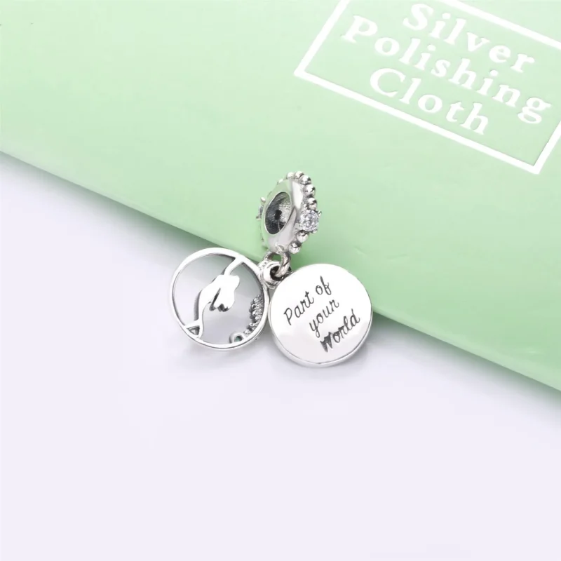 (bilde for) Pandora Disney Ariel sterling sølv dingler med klar cubic zirconia, kongegrønn k - Vis 4