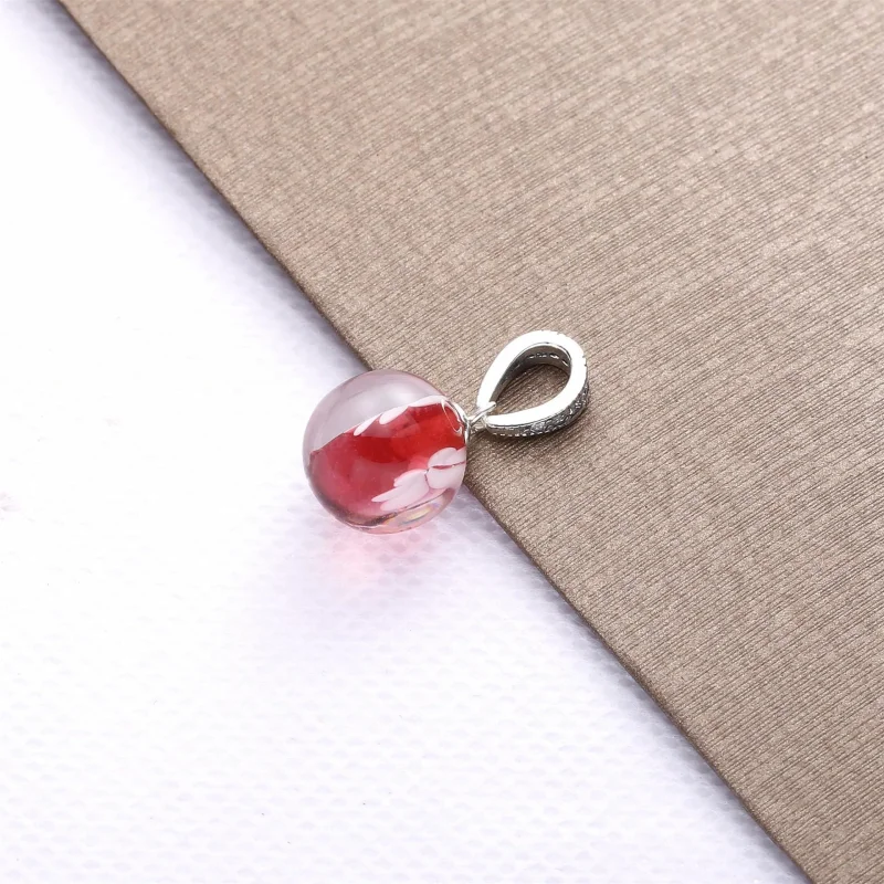 (bilde for) Pandora Flower silver dangle with clear cubic zirconia, pink and white Murano gl - Vis 4