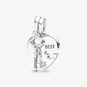 (bilde for) Pandora Heart and key split silver pendant - 398130