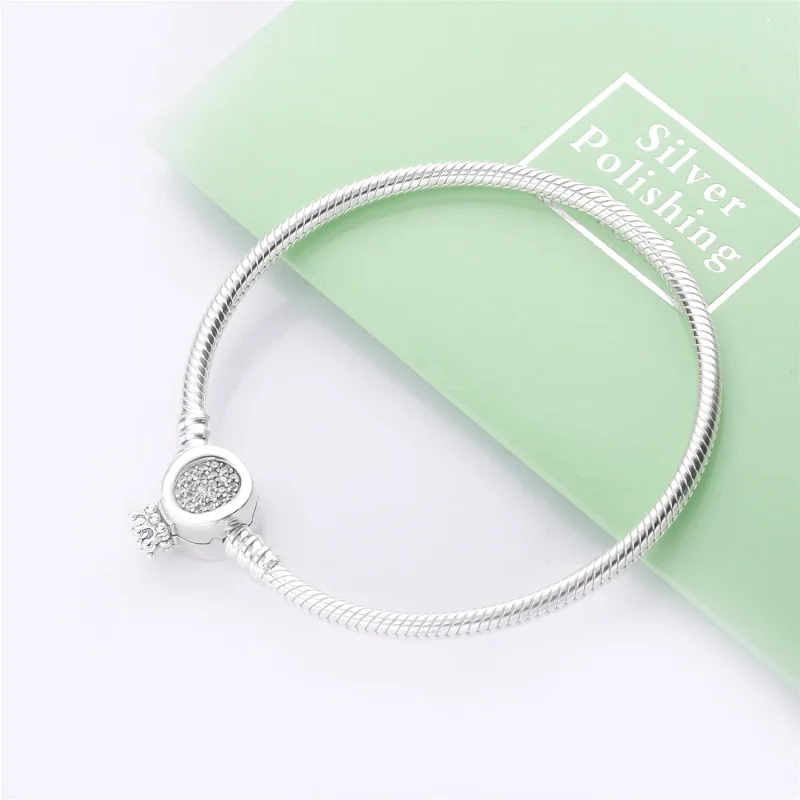 (bilde for) Pandora Moments Crown O & Snake Chain armbånd - 598286CZ - Vis 2