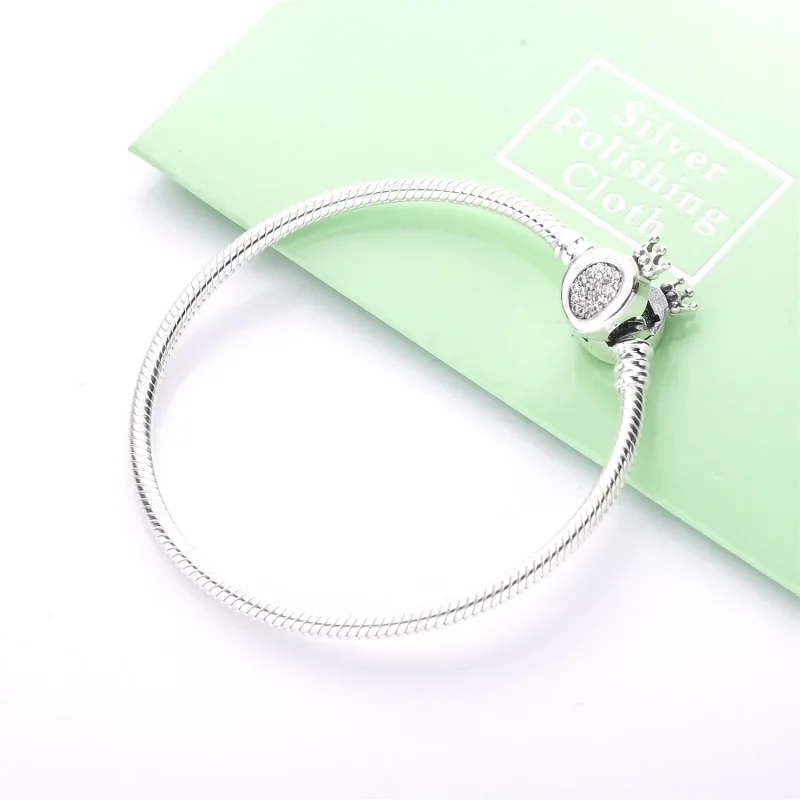 (bilde for) Pandora Moments Crown O & Snake Chain armbånd - 598286CZ - Vis 3