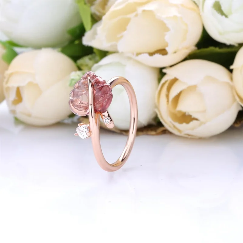 (bilde for) Pandora Pink Murano Glass Leaf ring - 188319PMU - Vis 2