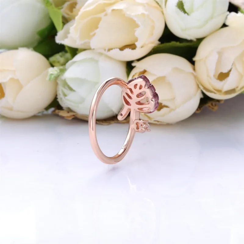 (bilde for) Pandora Pink Murano Glass Leaf ring - 188319PMU - Vis 3