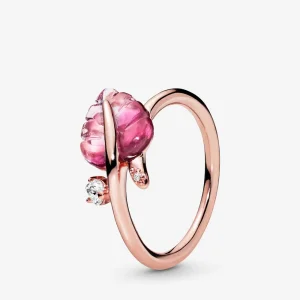 (bilde for) Pandora Pink Murano Glass Leaf ring - 188319PMU