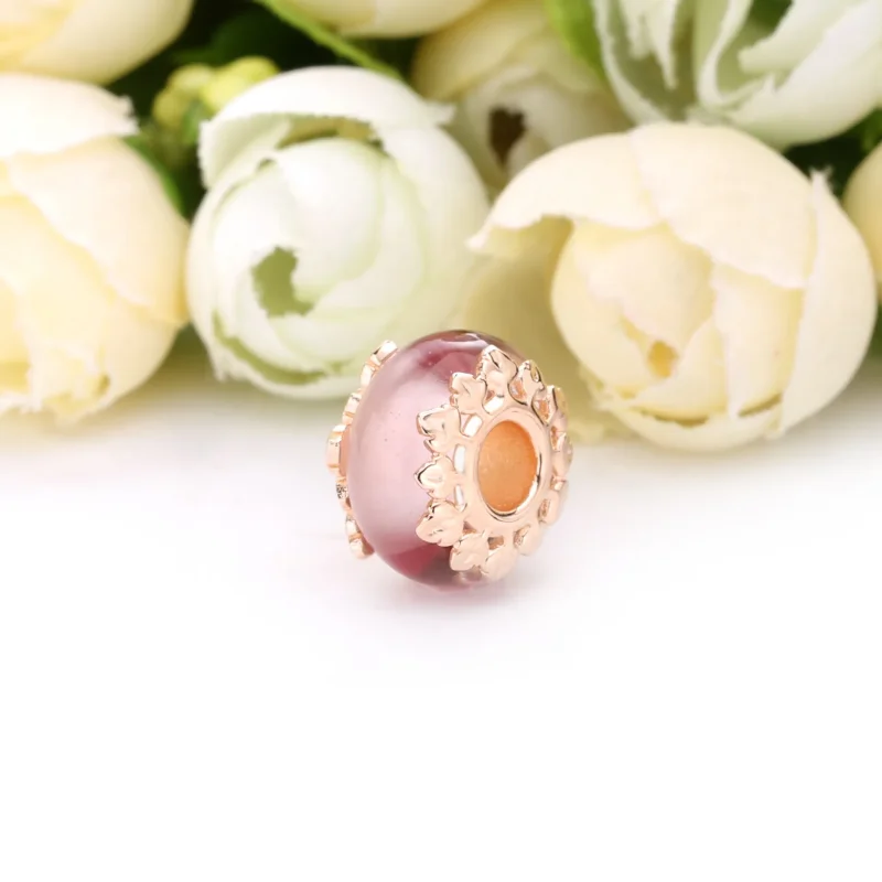 (bilde for) Pandora Rosa Muranoglass og Blader Charm - 788244 - Vis 2