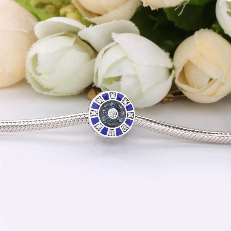 (bilde for) Pandora Silver charm with clear cubic zirconia, moonlight blue crystal and blue - Vis 5