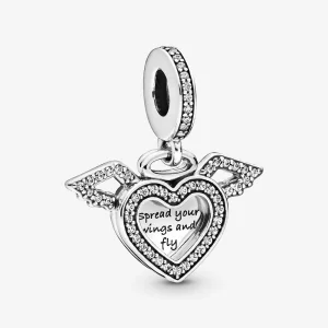 (bilde for) Pandora Heart & Angel Wings hengende charm - 798485C01