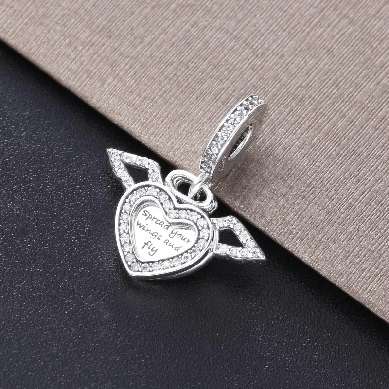 (bilde for) Pandora Pavé Heart & Angel Wings halskjede - 398505C01-45 - Vis 2