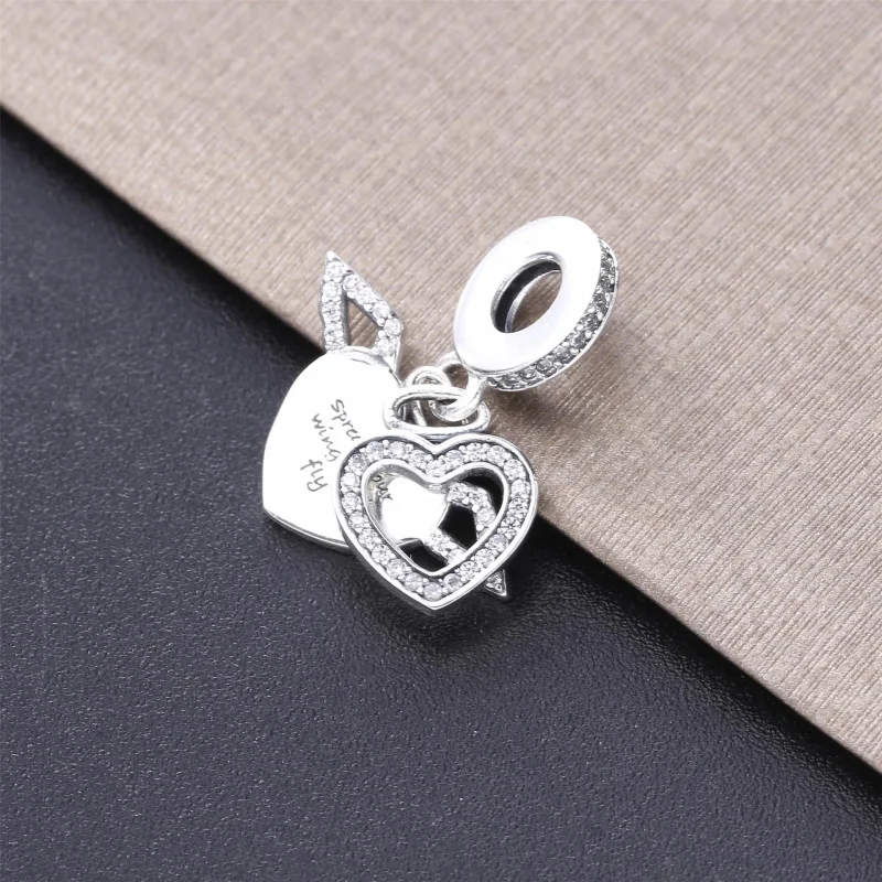 (bilde for) Pandora Pavé Heart & Angel Wings halskjede - 398505C01-45 - Vis 5