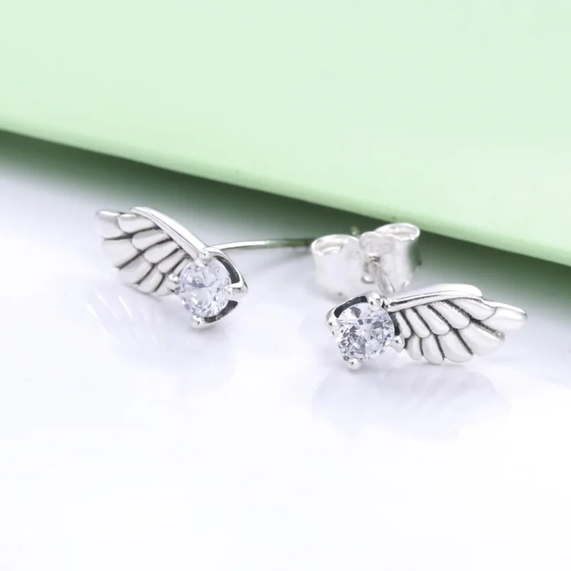 (bilde for) Pandora Sparkling Angel Wing øredobber - 298501C01 - Vis 4