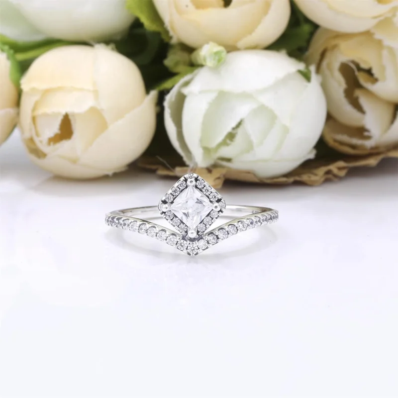 (bilde for) Pandora Square Sparkle Wishbone ring - 198420C01 - Vis 3