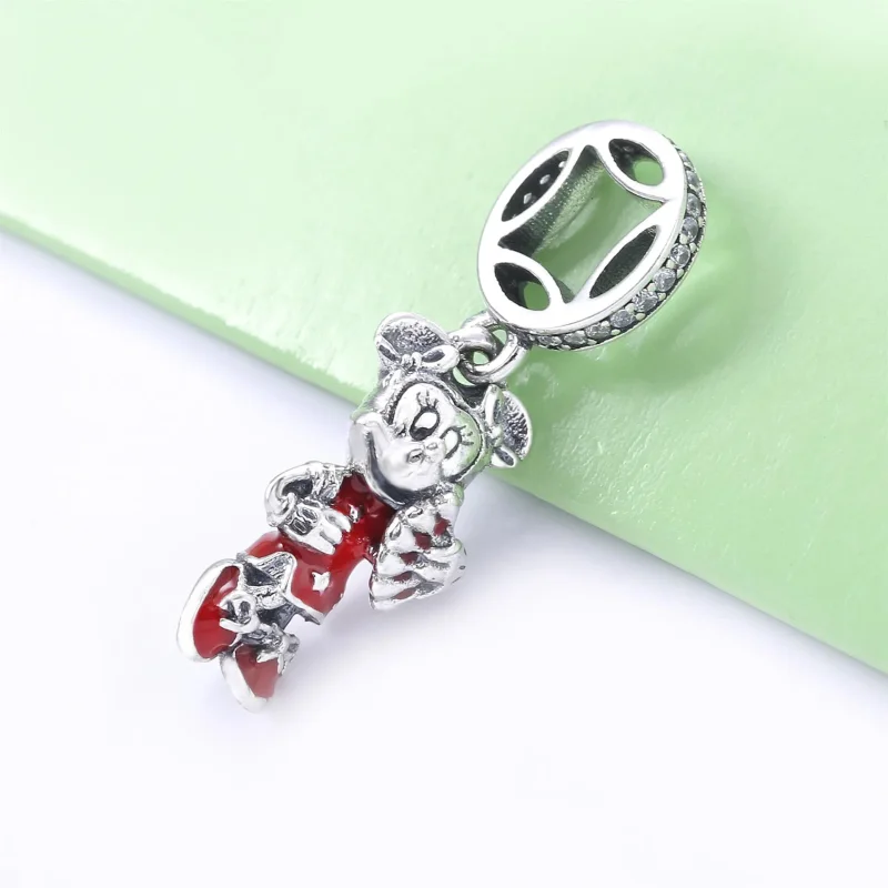 (bilde for) Pandora Disney Minnie sterlingsølv dingler med klare cubic zirconia, rød og glit - Vis 2