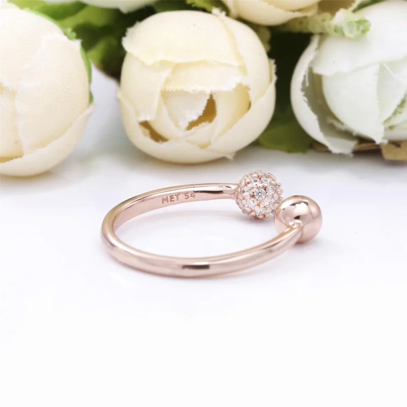 (bilde for) Pandora Polert og Pavé Sølvkule Åpen Ring - 188316CZ - Vis 3