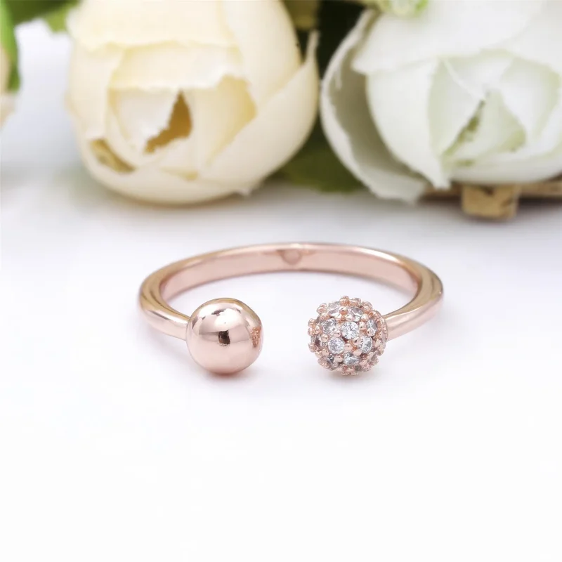 (bilde for) Pandora Polert og Pavé Sølvkule Åpen Ring - 188316CZ - Vis 4