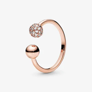 (bilde for) Pandora Polert og Pavé Sølvkule Åpen Ring - 188316CZ