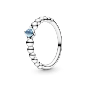 (bilde for) Pandora Akvablå Sølvkuleprydet Ring - 198867C01