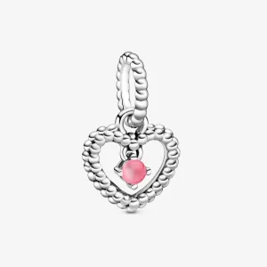 (bilde for) Pandora Bladrose Sølvkuleprydet Hjerteformet Hengende Charm - 798854C09