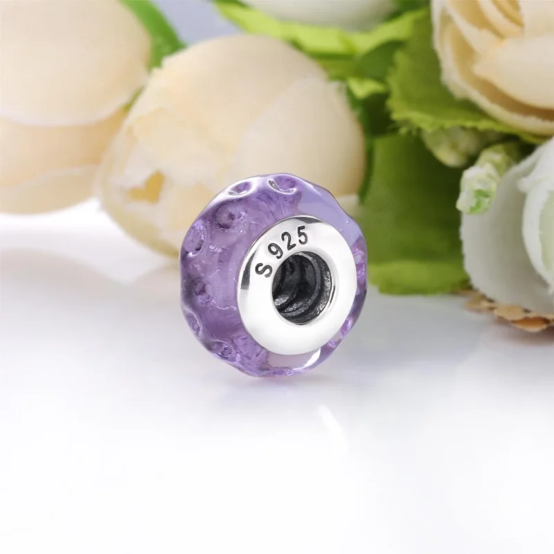 (bilde for) Pandora Bølgende Lavendel Muranoglass Charm - 798875C00 - Vis 4