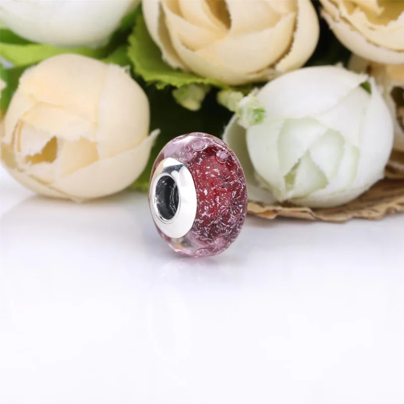 (bilde for) Pandora Bølget Fancy Rosa Muranoglass Charm - 798872C00 - Vis 2